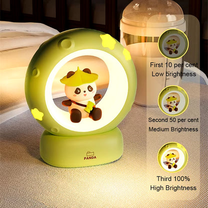 LED Night Light Panda Astronaut Bedside Sleeping Night Lights USB Charging Silicone Children Gife Eye Protection Lamp Lighting